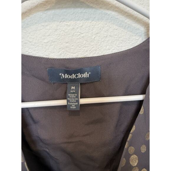 NWT Modcloth Celebrating Progress Peplum‎ Wrap Top Medium Polka Dot - Picture 3 of 7